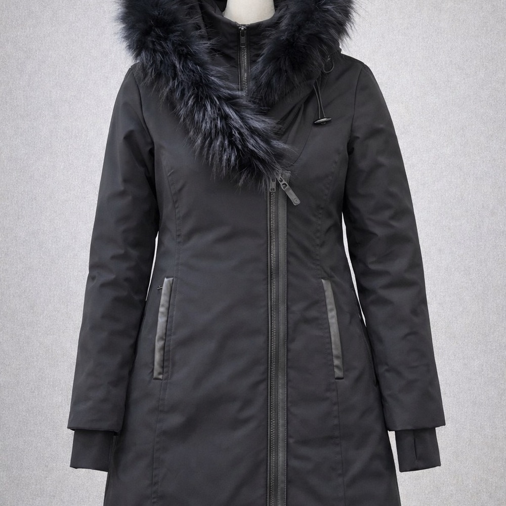 RUDSAK Black Puffer Coat with Fur Trim with original Rudsak Cover